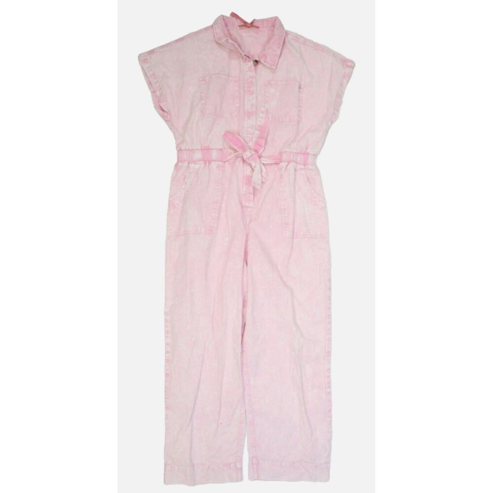 Simply Southern Pink Acid Wash Jumpsuit| Large